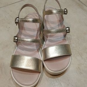Johnston& Murphy gold metallic sandals